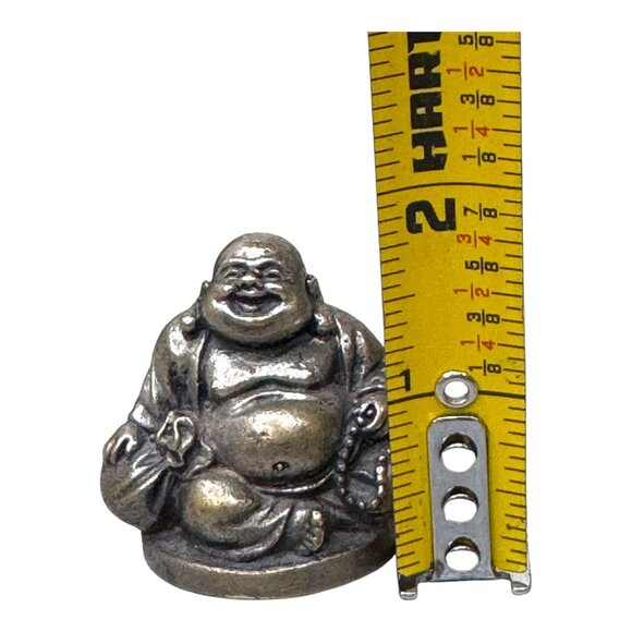 Brass Laughing Buddha Figurine Good Fortune Miniature Zen Monk Paperweight VTG - Picture 6 of 8